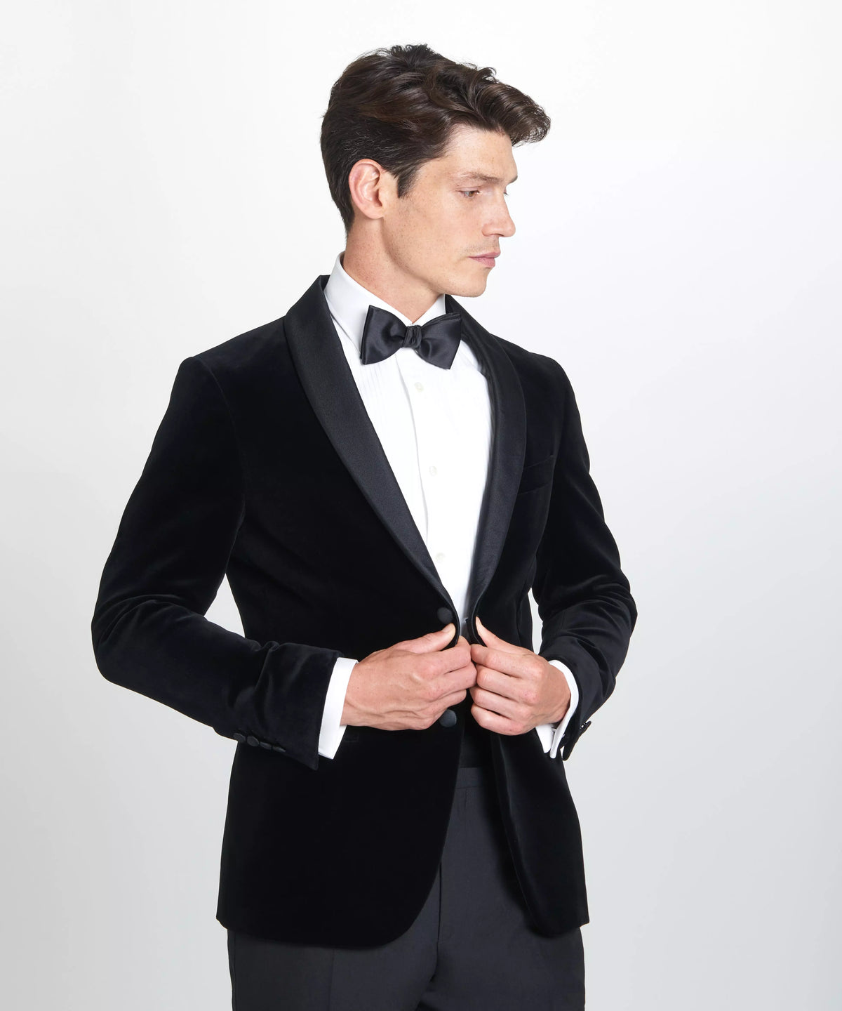 Black Tailored Fit Velvet Unstructured Evening Jacket