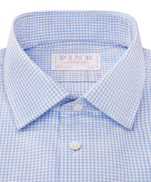 Blue & White Slim Fit Mini Check Formal Shirt