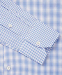 Blue & White Slim Fit Mini Check Formal Shirt