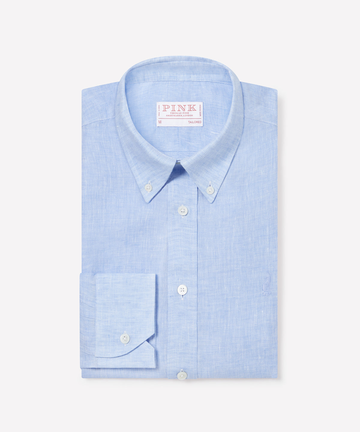 Pale Blue Tailored Fit Essential Linen Button Down Smart Casual Shirt