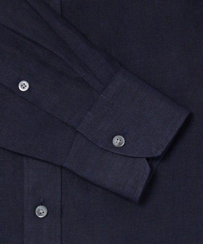 Navy Classic Fit Essential Linen Formal Shirt