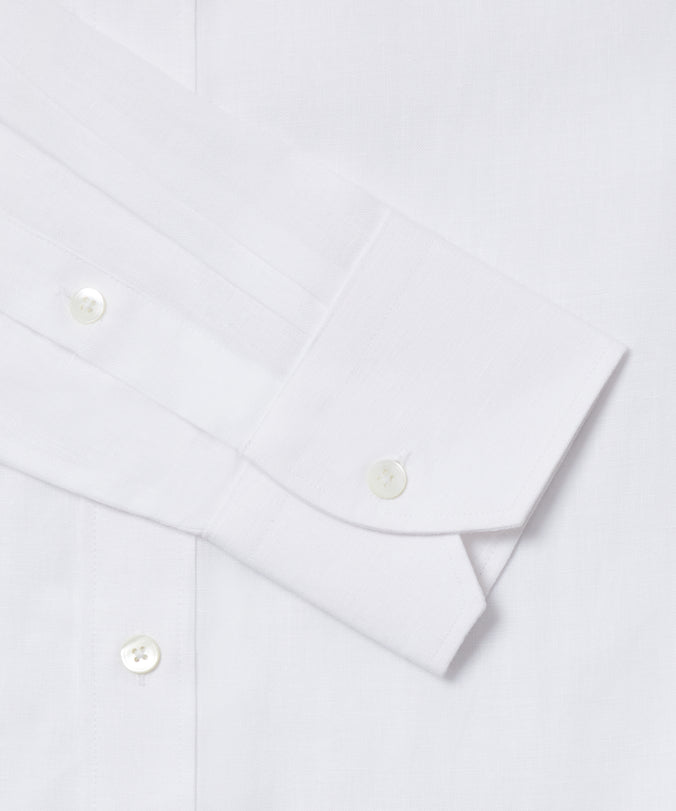 White Classic Fit Essential Linen Formal Shirt